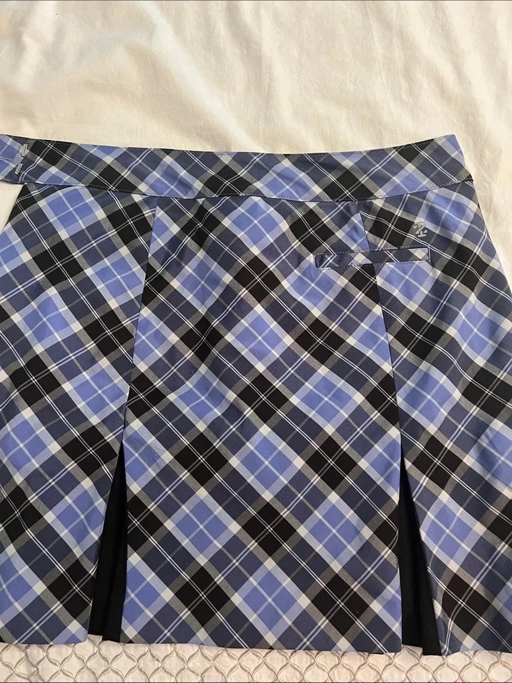 Plaid Pleated Mini Skirt in Blue and Black